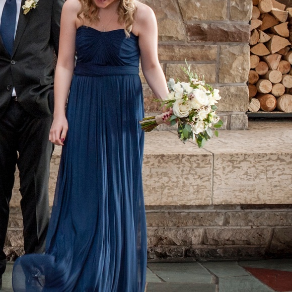 David’s Bridal | Strapless Dark Blue Bridesmaid Dress - Picture 6 of 6